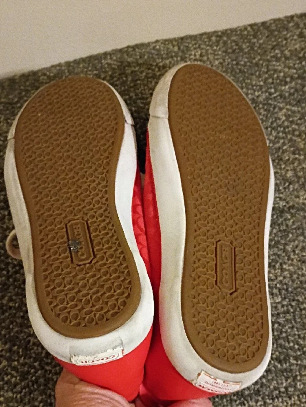 Coach Red Signature Canvas Lace-Up Sneakers Size 11